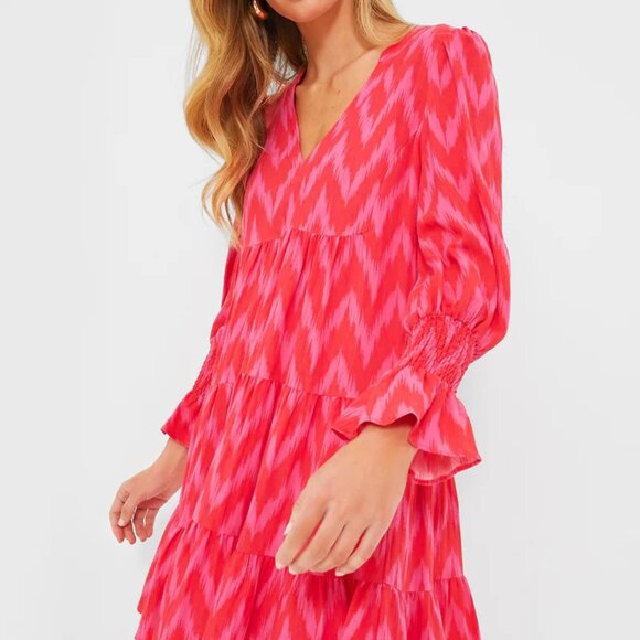 Pomander Place Hot Pink Ikat Kenzo Dress I XS - Picture 3 of 6